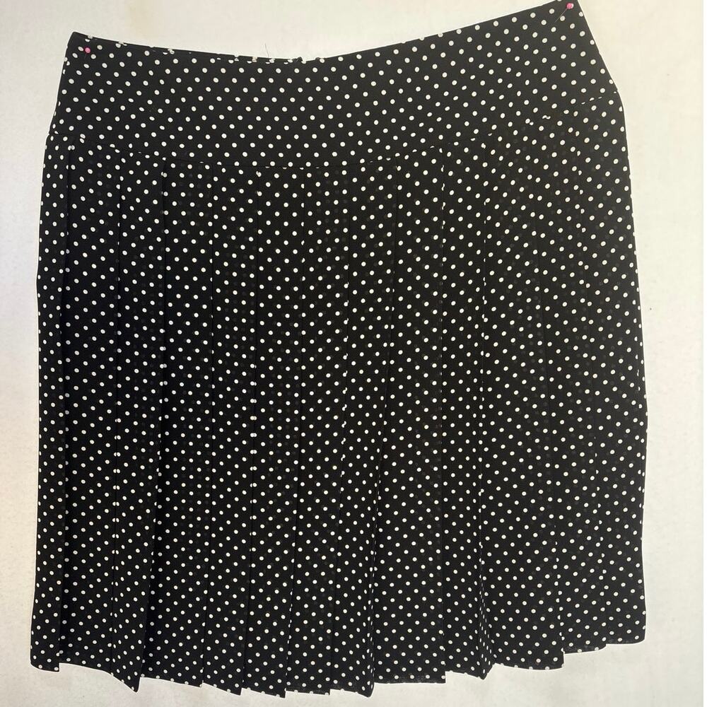 Liz Claiborne NWT Black White Polka Dot Pleated Skirt Size 14